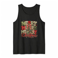 Patchwork Christmas Tree Tank, Merry Merry Merry Christmas Tank Top, Vintage Farmhouse Holiday Tank Top, Sleeveless Tee, Christmas Present