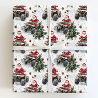 Rustic Off Road Wrapping Paper Roll, Santa Riding ATV Wrapping Paper, Outdoorsy Christmas Gift Wrap, Snow Holiday ATV Wrapping Paper Roll