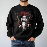 Humorous Christmas Deer Hunter Sweatshirt, Santa's Hunting Club Sweatshirt, Outdoor Holiday Graphic Crewneck