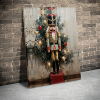 Festive Soldier Tree Canvas, Christmas Nutcracker Wall Art, Holiday Nutcracker Canvas Print, Xmas Home Wall Decor, Winter Seasonal Wall Art