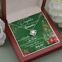 Christmas Daughter Necklace, To My Daughter Love Knot Necklace, 14k White Gold Finish Pendant Necklace, Holiday Jewelry Present from Mom