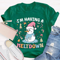 Humorous Winter Holiday Graphic Shirt, Meltdown Snowman Christmas T-Shirt, Adorable Melting Snowman Humor Xmas Tee, Present