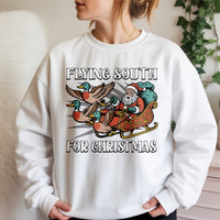 Duck Hunting Holiday Sweater, Flying South for Christmas Sweatshirt, Humorous Duck Hunter Crewneck, Retro Hunting Sweatshirt, Xmas Present for Him