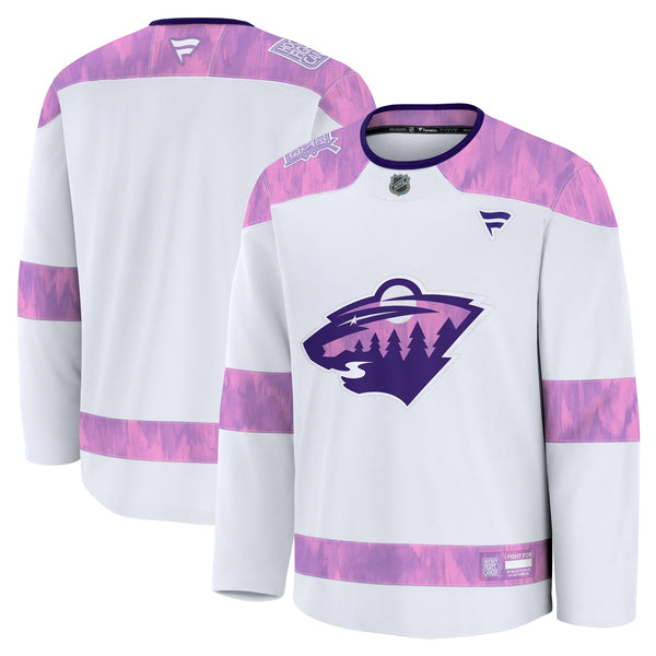 Minnesota Wild White 2024 Hockey Fights Cancer Practice Jersey