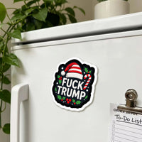 Humorous Santa Hat Political Protest Fridge Magnet, Anti-Trump Christmas Magnet, Liberal Democrat Humor Magnet, Anti GOP Holiday Vinyl Present
