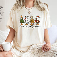 Humorous Holiday Goose Duck Tee, Jolly Goose Christmas T-Shirt, Adorable Festive Goose Graphic Shirt, Retro Xmas Goose Lover Tee, Holiday Fan Present