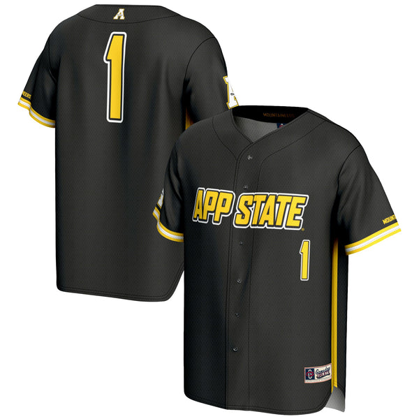 #1 Appalachian State Mountaineers Lightweight Baseball Fashion Jersey - Black