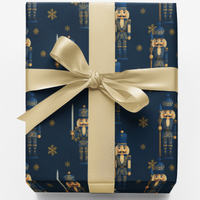 Navy Blue Holiday Gift Wrap, Nutcracker Christmas Wrapping Paper, Festive Xmas Ballet Wrapping Paper, Traditional Winter Holiday Gift Wrap