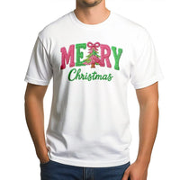 Knitted Look Graphic T-Shirt, Merry Christmas Faux Yarn Shirt, Comfy Knit Typography Holiday Tee, Vintage Faux Knit Xmas Shirt, Holiday Present