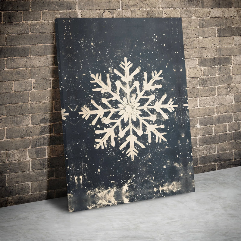 Farmhouse Distressed Winter Wonderland Print, Rustic Snowflake Canvas Wall Art, Holiday Christmas Poster, Printable Digital Download