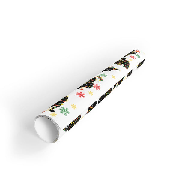 Adorable Kitten Snowflake Gift Wrap, Black Cat Christmas Wrapping Paper, Holiday Cat Lover Wrapping Paper