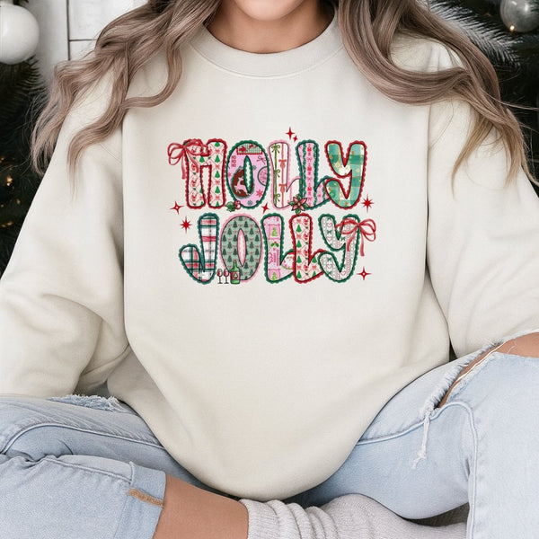 Preppy Christmas Sweatshirt, Holly Jolly Sweatshirt, Retro Holiday Sweatshirt, Adorable Christmas Crewneck, Winter Pullover, 