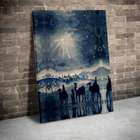 Three Wise Men Bethlehem Star Wall Art, Nativity Scene Canvas Print, Watercolor Christian Canvas Decor, Religious Christmas Holiday Decor