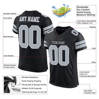 Custom Football Jersey - Black Silver-White Mesh Authentic