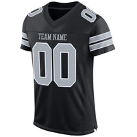 Custom Football Jersey - Black Silver-White Mesh Authentic