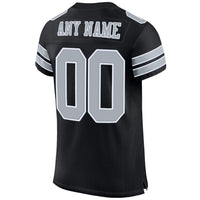 Custom Football Jersey - Black Silver-White Mesh Authentic