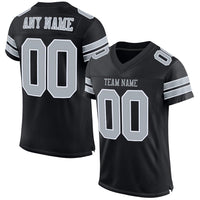 Custom Football Jersey - Black Silver-White Mesh Authentic
