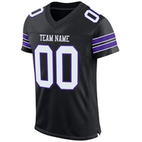 Custom Football Jersey - Black White-Purple Mesh Authentic