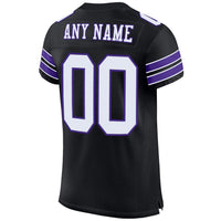 Custom Football Jersey - Black White-Purple Mesh Authentic