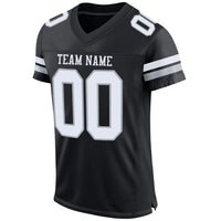 Custom Football Jersey - Black White-Silver Mesh Authentic