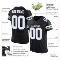 Custom Football Jersey - Black White-Silver Mesh Authentic