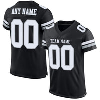 Custom Football Jersey - Black White-Silver Mesh Authentic
