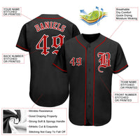 Custom Baseball Jersey - Black Red-White Authentic