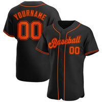 Custom Baseball Jersey - Black Orange-Black Authentic