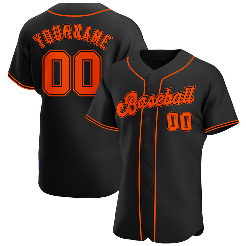 Custom Baseball Jersey - Black Orange-Black Authentic