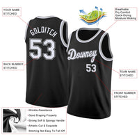 Custom Basketball Jersey - Black White-Gray Round Neck Rib-Knit