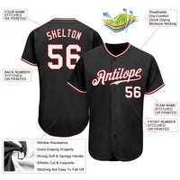 Custom Baseball Jersey - Black White-Red Authentic