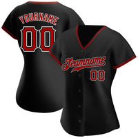Custom Baseball Jersey - Black Red-White Authentic
