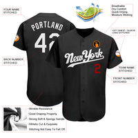 Custom Baseball Jersey - Black White-Red Authentic