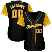 Custom Baseball Jersey - Black Gold-White Authentic Two Tone