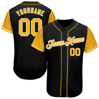 Custom Baseball Jersey - Black Gold-White Authentic Two Tone
