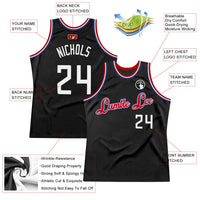 Custom Basketball Jersey - Black White-Red Authentic Throwback