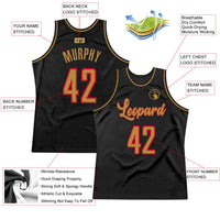 Custom Basketball Jersey - Black Old Gold-Red Authentic Throwback