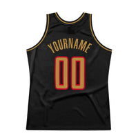 Custom Basketball Jersey - Black Old Gold-Red Authentic Throwback