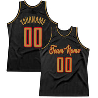 Custom Basketball Jersey - Black Old Gold-Red Authentic Throwback