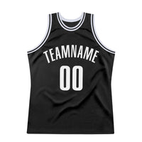 Custom Basketball Jersey - Black White Authentic Throwback