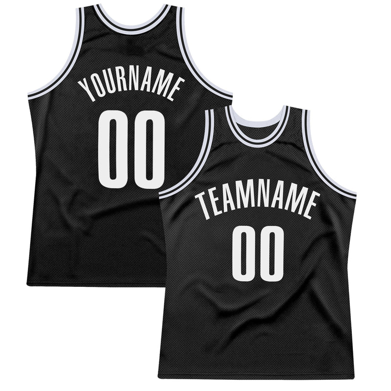 Custom Basketball Jersey - Black White Authentic Throwback
