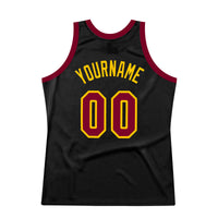 Custom Basketball Jersey - Black Maroon-Gold Authentic Throwback
