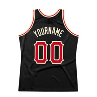 Custom Basketball Jersey - Black Red-Cream Authentic Throwback