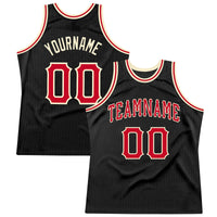 Custom Basketball Jersey - Black Red-Cream Authentic Throwback