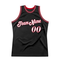 Custom Basketball Jersey - Black White-Red Authentic Throwback