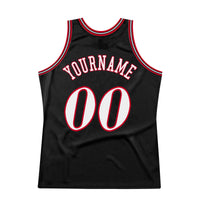 Custom Basketball Jersey - Black White-Red Authentic Throwback