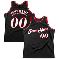 Custom Basketball Jersey - Black White-Red Authentic Throwback