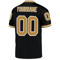 Custom Football Jersey - Black Old Gold-White Mesh Authentic Throwback