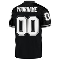Custom Football Jersey - Black White-Gray Mesh Authentic Throwback