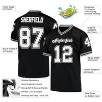 Custom Football Jersey - Black White-Gray Mesh Authentic Throwback